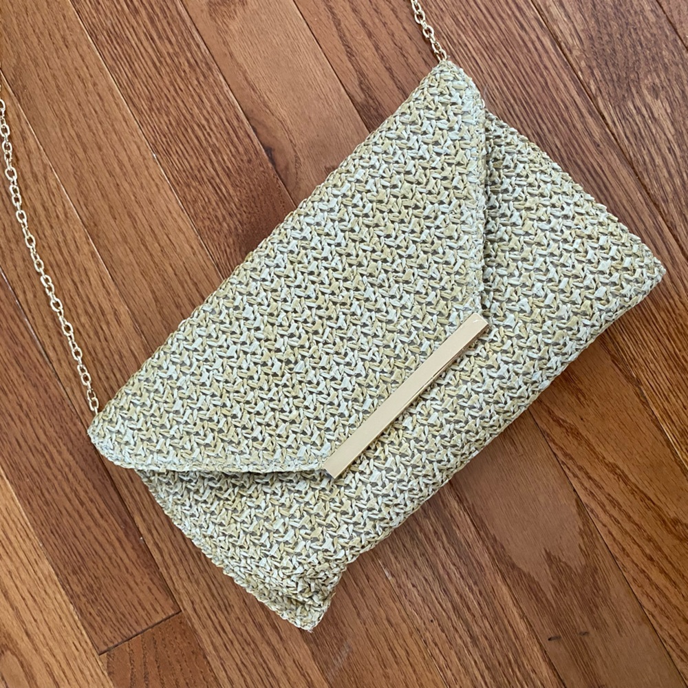Vici woven clutch handbag purse bag chain strap